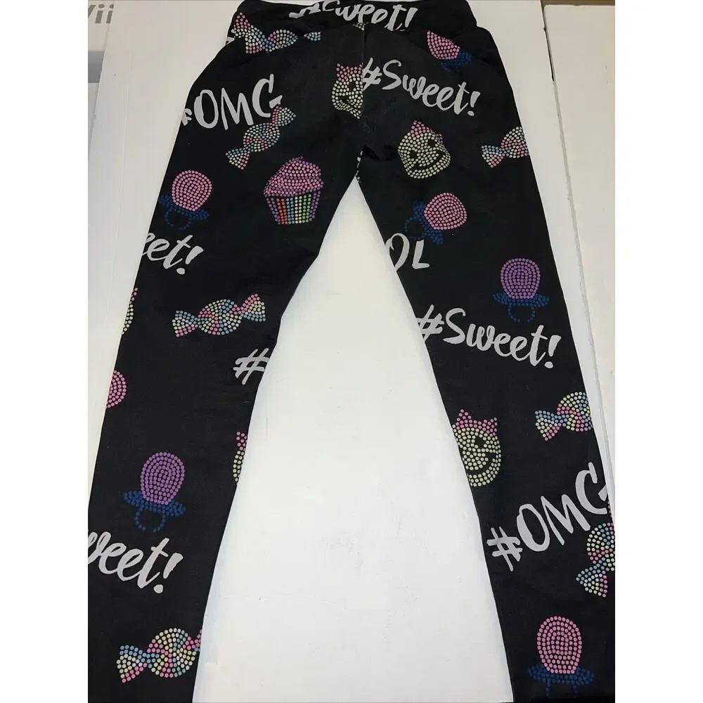 Girls Justice Leggings size 10 Black Sweet lol Omg
